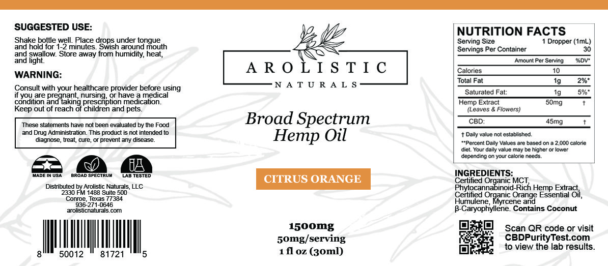 1500mg Tincture Citrus Orange Label Label Design Gilbert, AZ